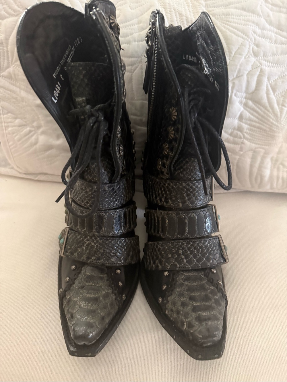 Black SHOWDOWN BOOTIE Studded Western Ankle Boots - Picture 4 of 8